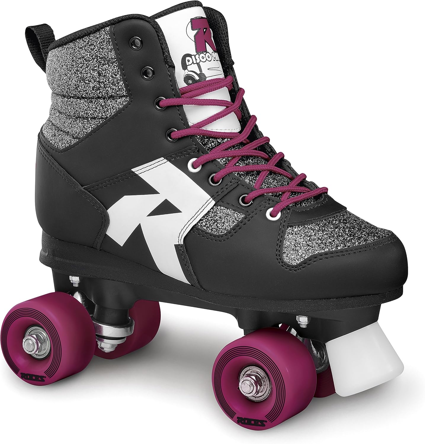 Roces Model Disco Palace Roller Skates, Quad Roller Skates 4 Wheels, Women and Men, White/Black