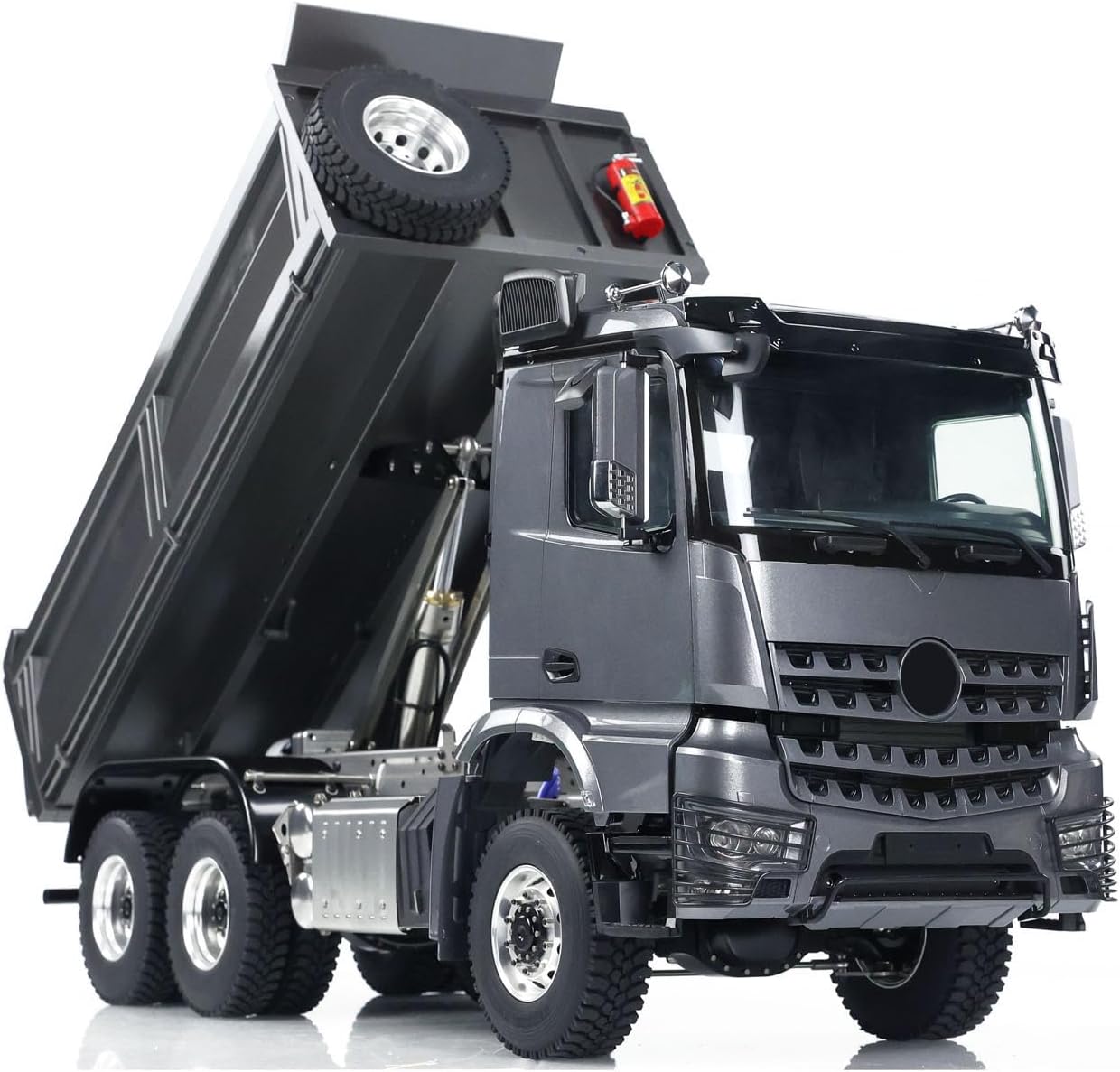 Metal 1/14 6x6 Hydraulic RC Dump Truck 3363 Remote Control Tipper Car Sound 2-Speed Transmission Differential Lock Axles Light Sound System Hobby Grade Model