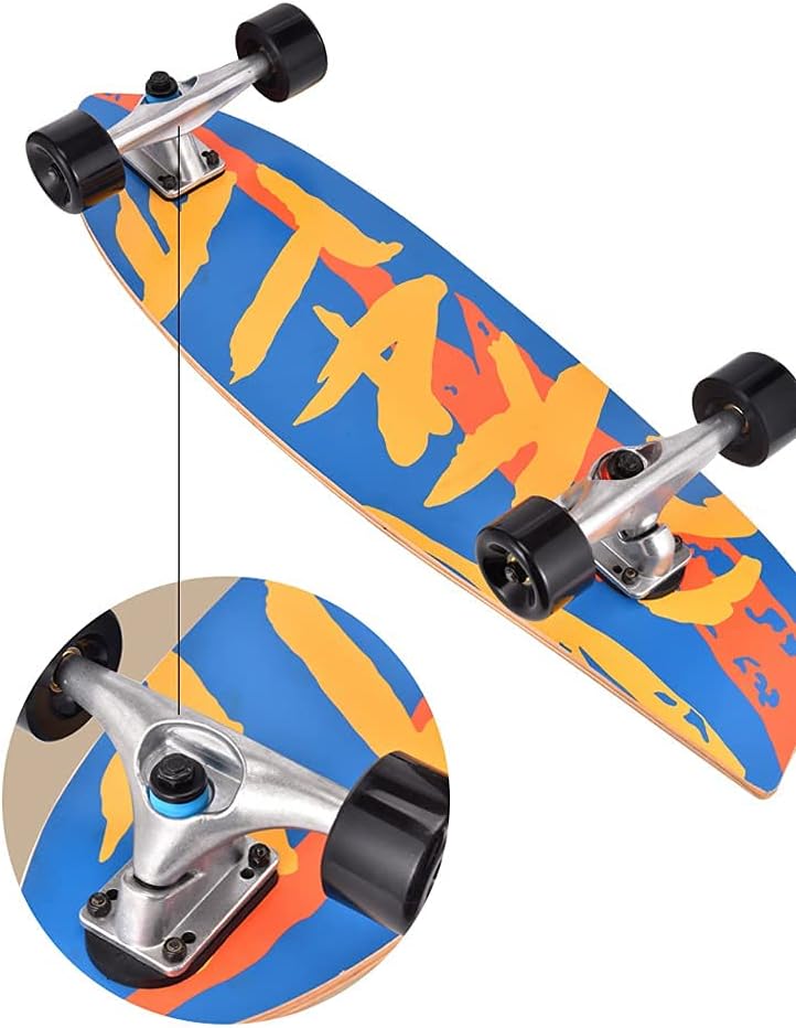 VOMI SurfSkates Complete Skateboard 79×20cm CX4 Truck Land Surfing Board 8-Layer Maple Board ABEC-9 Bearing for Carving Pumping for Beginner Children Teenagers Youth Adults Gift (B)