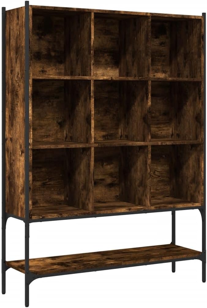 vidaXL Bookcase, Storage Cabinet for Living Room, Book Shelf for Decorative, Display Shelf Rack Office Cabinet, Smoked Oak Engineered Wood, 3214331
