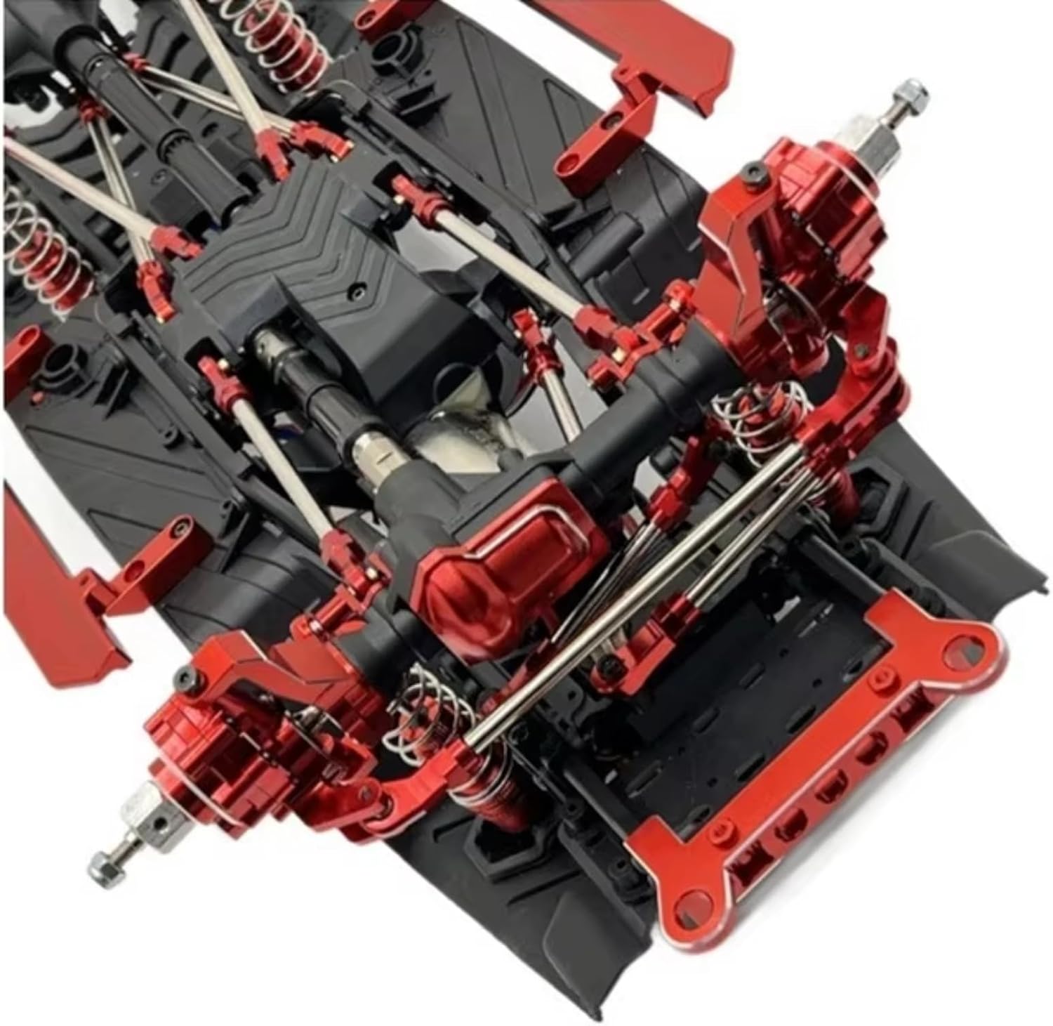 RC Car Parts Compatible with HB R1001 R1002 R1003 1/10 RC Car Parts Metal Portal Axle Gear Housing Diff Cover Axle Mount Drive Shaft Link Kit(Red)