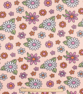 Pink & White Daisy Blizzard Fleece Fabric