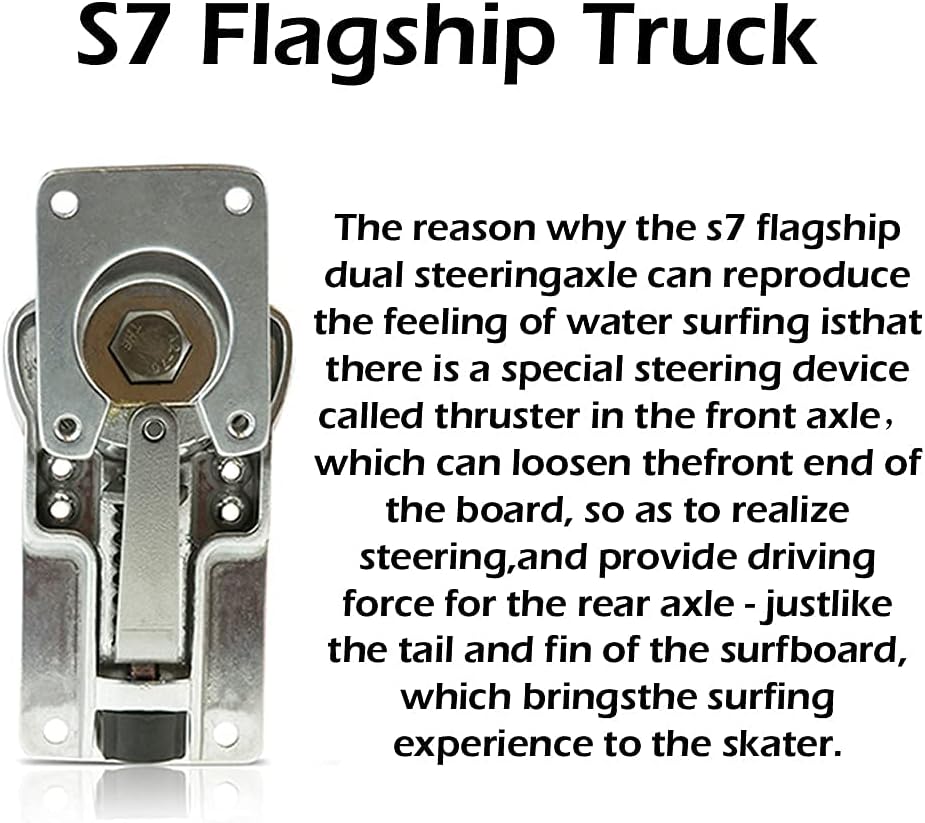 VOMI Surfskate Pumpping Skateboard 79×23.5cm Maple Complete Skateboard S7 Carving Truck (S7 Dual Steering Thruster + INDY) ABEC-11 Bearings with T-Tool for Kids Teens Adults (C)