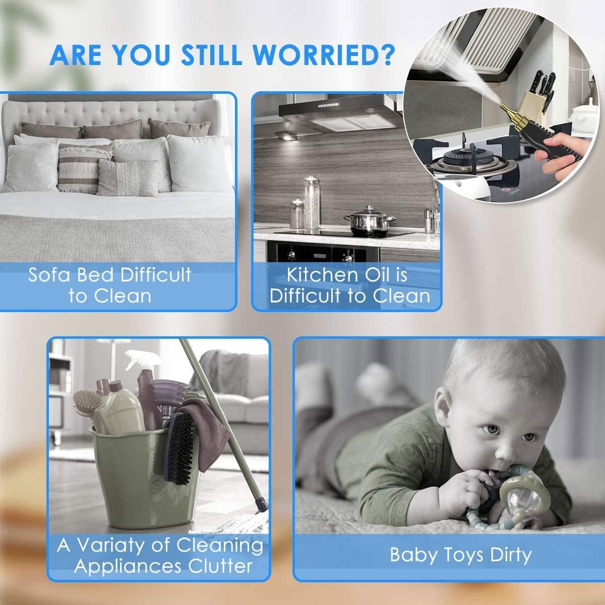 Handheld Steamer,3000W Commercial Household Steam Cleaner Air Conditioning Kitchen Hood Car Steaming Cleaner Used With Alkaline Cleaning