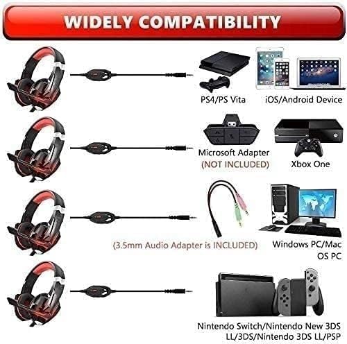 Gaming Headset，Computer Game Gamer Over Ear Flexible Microphone Volume Control with Mic,Headset Computer Notebook Laptop Headset