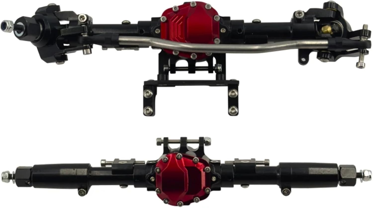 RC Car Parts for Axial for Scx10 Ii 2 90046 90047 AX90060 1/10 RC Car Upgrades Parts Metallic Body Straight Front and Rear Axle Accessories(Black,Front Rear Axle)