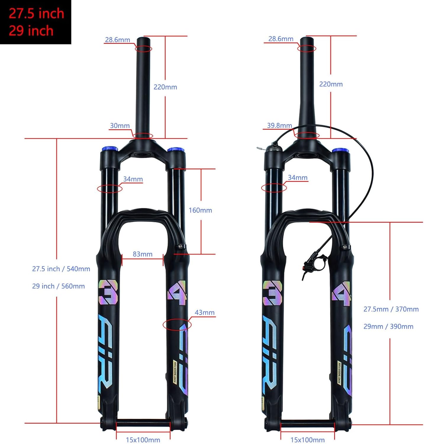 26/27.5/29 Inch DH MTB Fork 160mm Travel LYYCX-06 1-1/8
