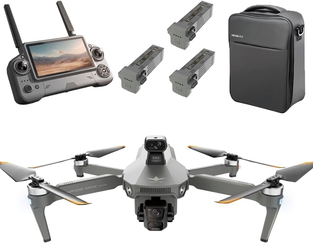 Drone with 4K Camera for Adults, KF100 MAX, 360-degree obstacle avoidance, 3-Axis Gimbal Stabilization, 6 KM Transmission, Intelligent Brushless Quadcopter, 50 Min Long Flight Time, 3 Batteries