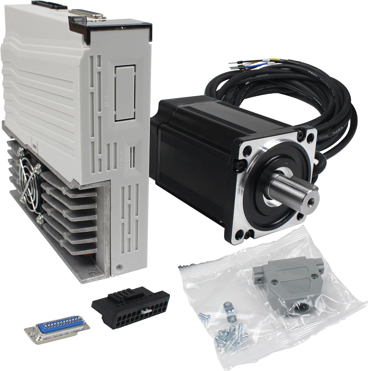 RATTMMOTOR YPMC-1000W 220V Servo Motor Kit with Servo Motor Driver, CNC Controller Kit for CNC Engraver Milling Machine/Robot (Without Brake)