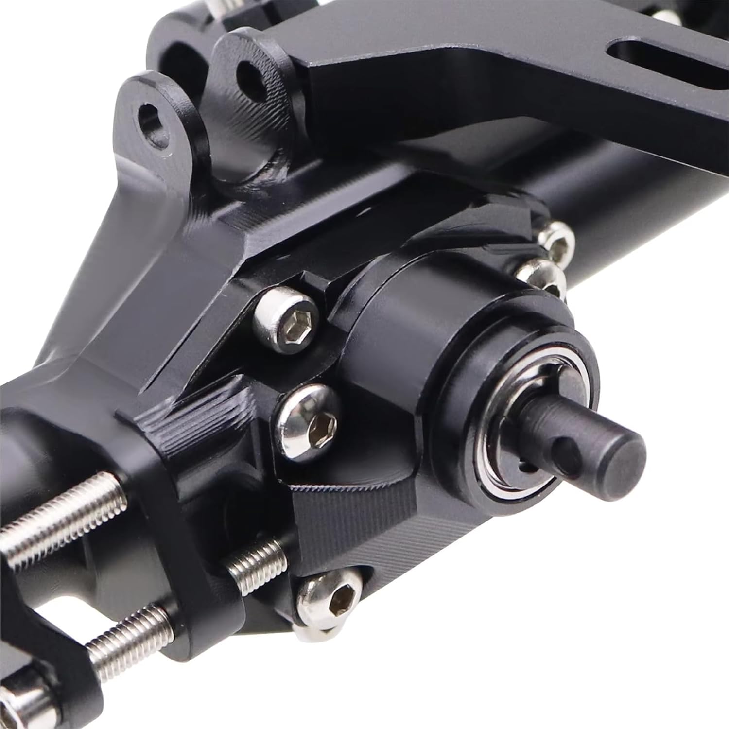 RC Axle Models For Vanquish H10 1/10 CNC Aluminum Front Rear Straight Axle Set Complete Axles RC Crawler Car Upgrade Parts Accessory(Black,1set)