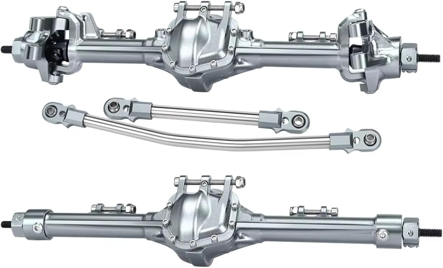 RC Axle Spare Parts For Axial For SCX10 I II 1/10 Aluminum Front Rear Axles Set RC Crawler Car Upgrade Model Accessories Assemble Reapir Replace(Gray)