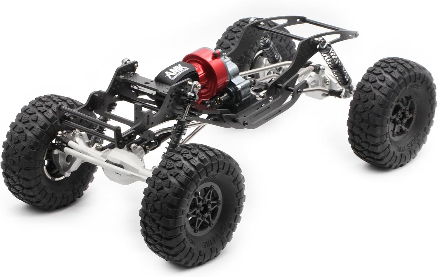 AMK 320mm Wheelbase 1/10 RC Chassis Frame Carbon Fiber LCG Crawlers Body with 1.9 Beadlock Wheels and Tires for Axial SCX10 Upgrades DIY Builder Kit (B)