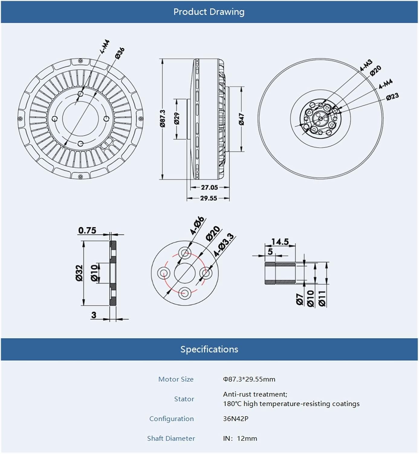U8II KV100 brushless Motor IP56 hexacopter quadrotor