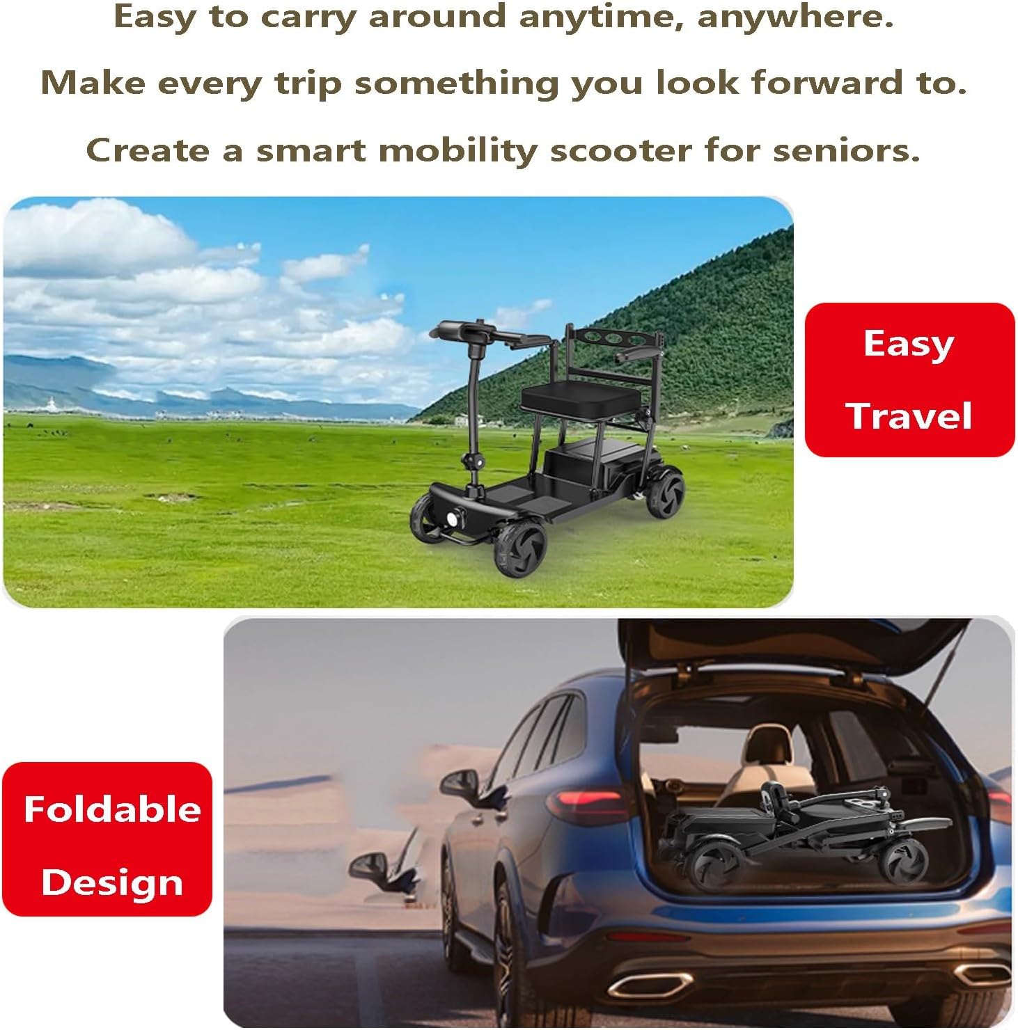 Elderly Four-Wheeled Scooter Electric Small Elderly Battery Car Foldable Lightweight Disabled Power-Assisted Electric Vehicle