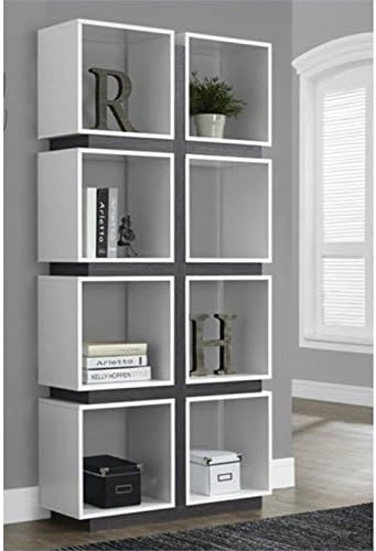 Atlin Designs 8 Cubby Bookcase in White and Gray