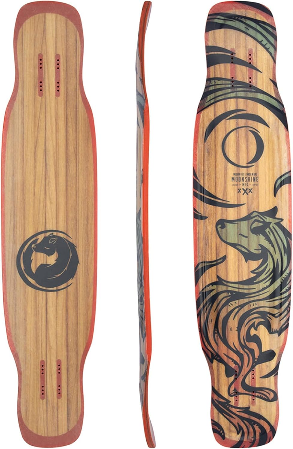 Miniclipse - Longboard Skateboard, Waterproof, Durable, Lightweight, Cruiser, by Moonshine Manufacturing (Medium Flex Deck ONLY)