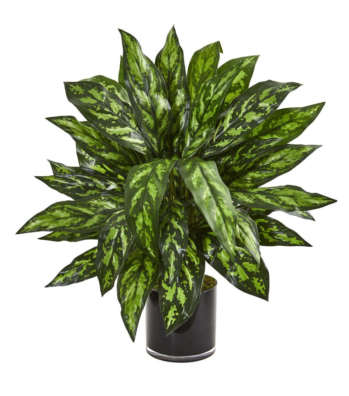 Nearly Natural 27 Silver King Artificial Plant in Black Glass Vase