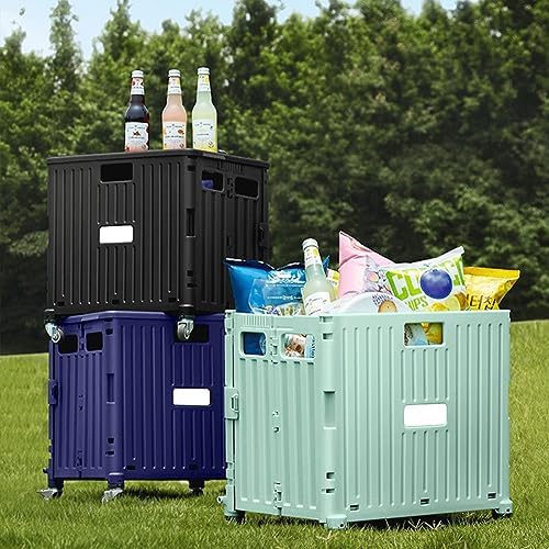 Collapsible Wagon Cart with Wheels Foldable Folding Wagons Carts Silent Universal Wheels,Foldable Shopping Cart Festival Camping Essentials - Festival Cart Trolley, Folding Camping Trolley w