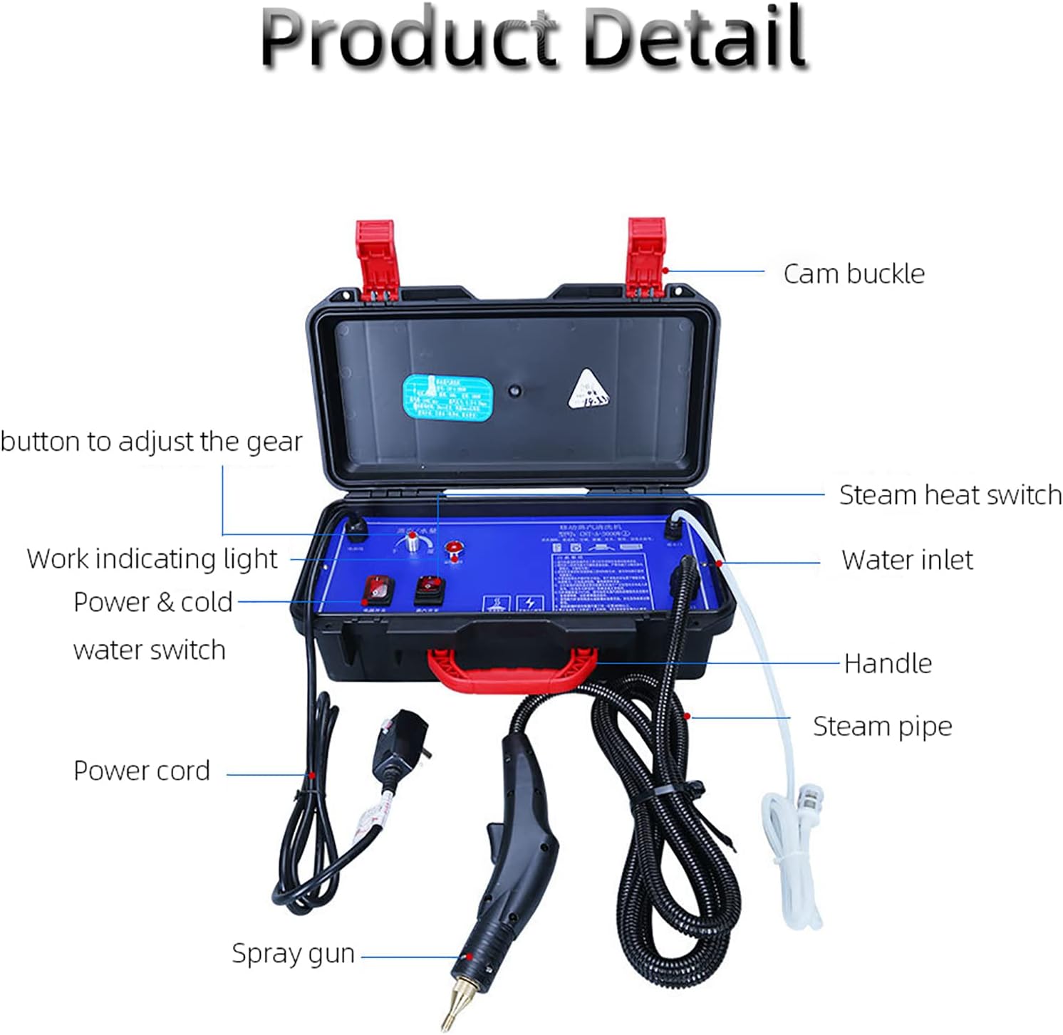 Handheld High Pressure Steam Cleaner, High Temperature Pressurized Steam Cleaner Cleaning System Automatic Pump Steamer Washer
