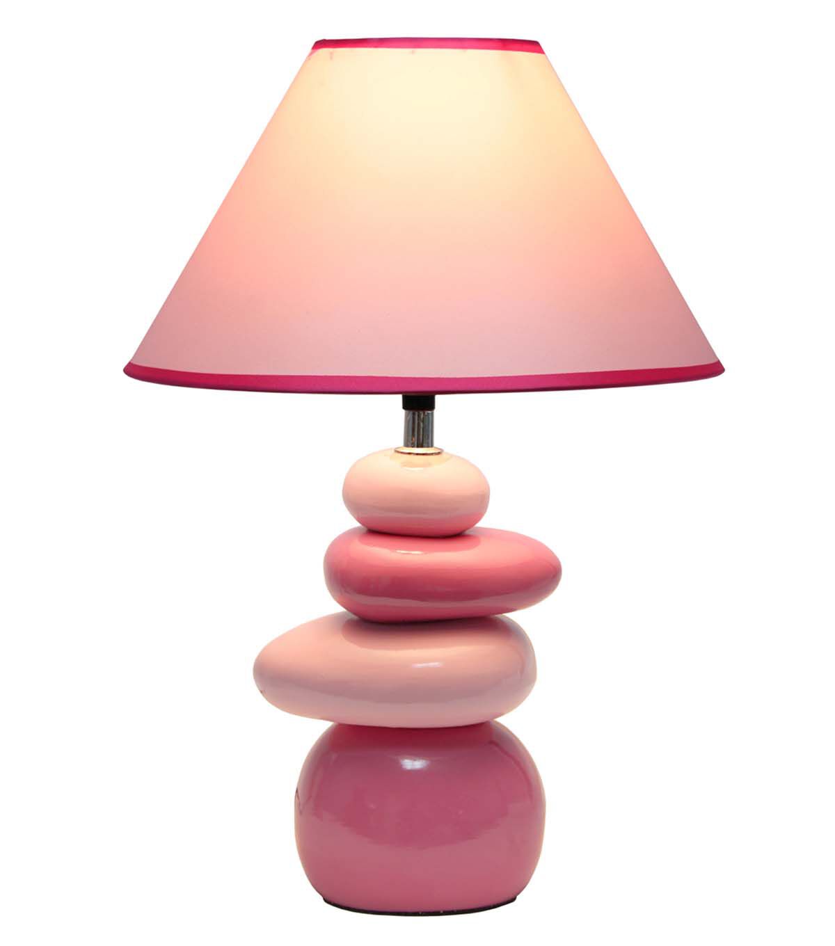 All The Rages 17 Ceramic Stacking Stones Lamp With Pink Fabric Shade