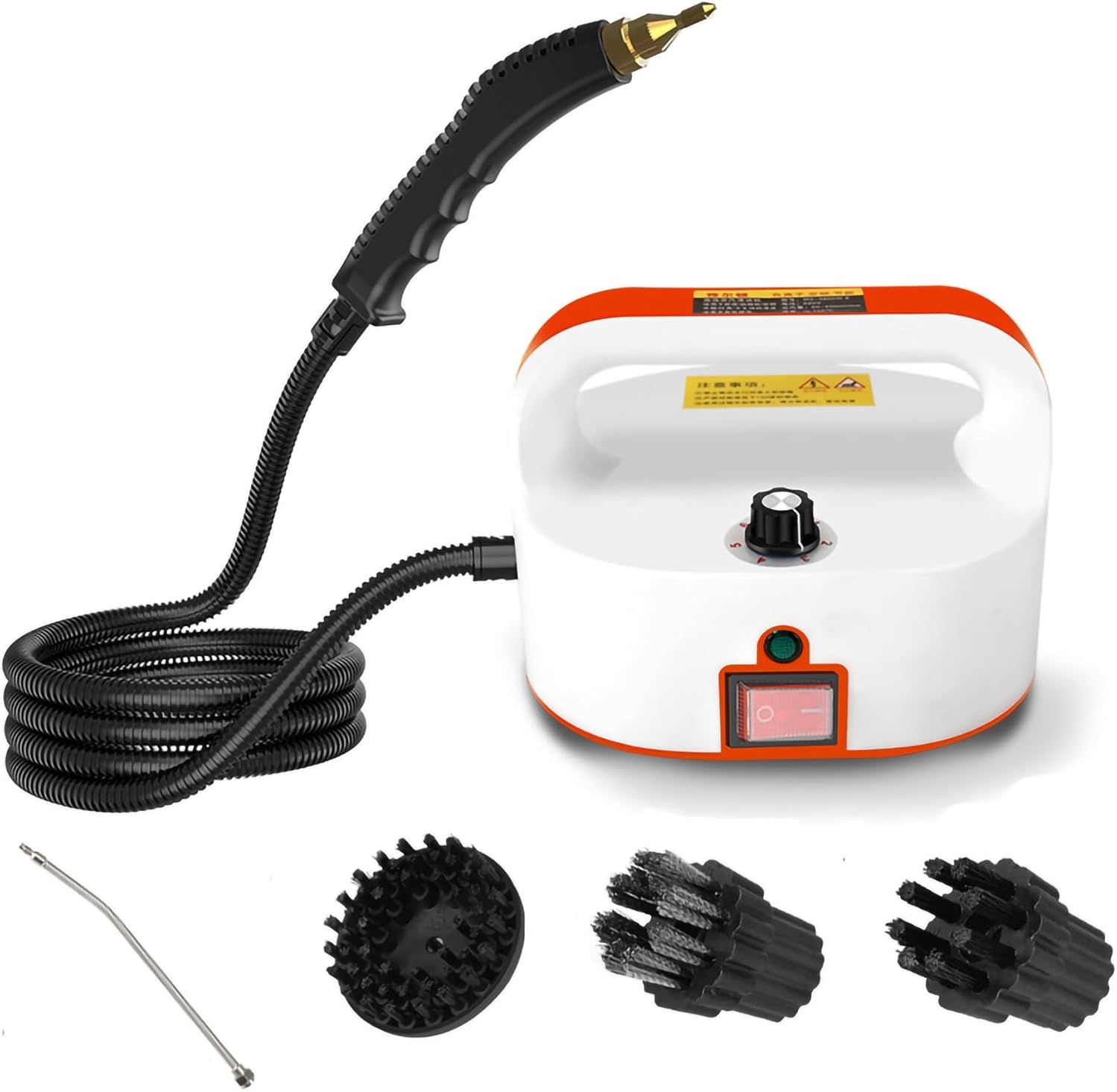 1600W Handheld Steam Cleaner Machine with 3 Brush Accessory Set, Cleaning Portable High Pressure Car Steamer, Mini Power Cleaning Steamer for Kitchen Furniture Bathroom Floor Car (Color : Orange)