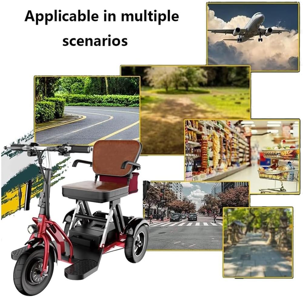 Luxury Electric Wheel Mobility Scooter Folding Mobility Scooter Lightweight Travel Mobility Scooter with Charger and Basket for Seniors Adults Handicapped Elderly Run Forward,12AH