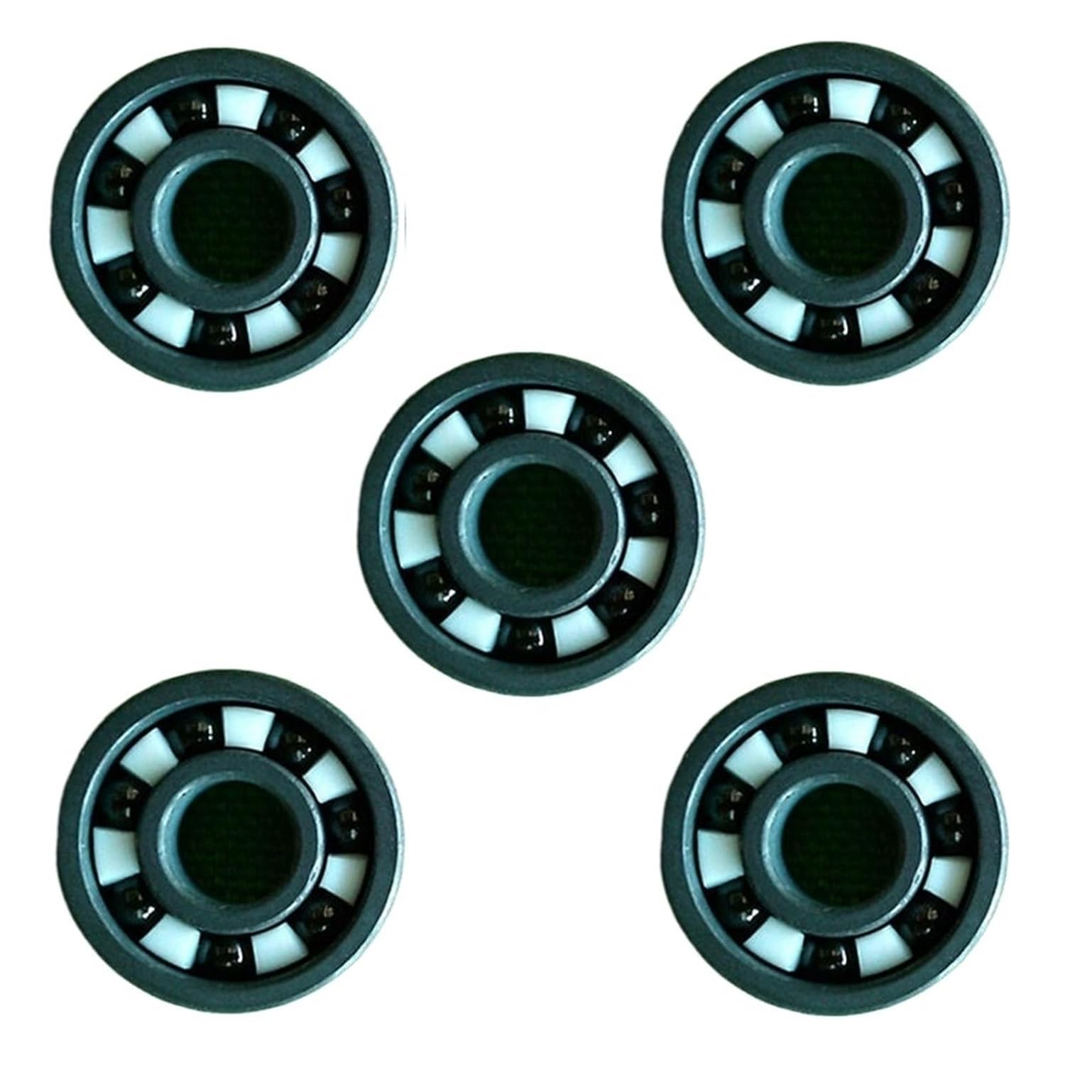 Full Ceramic 608 Bearing ZrO2/Si3N4 Ceramic Inline Speed Skates Bearings 7 Beads 608RS Fast Bering(16 pcs Black Ceramic)