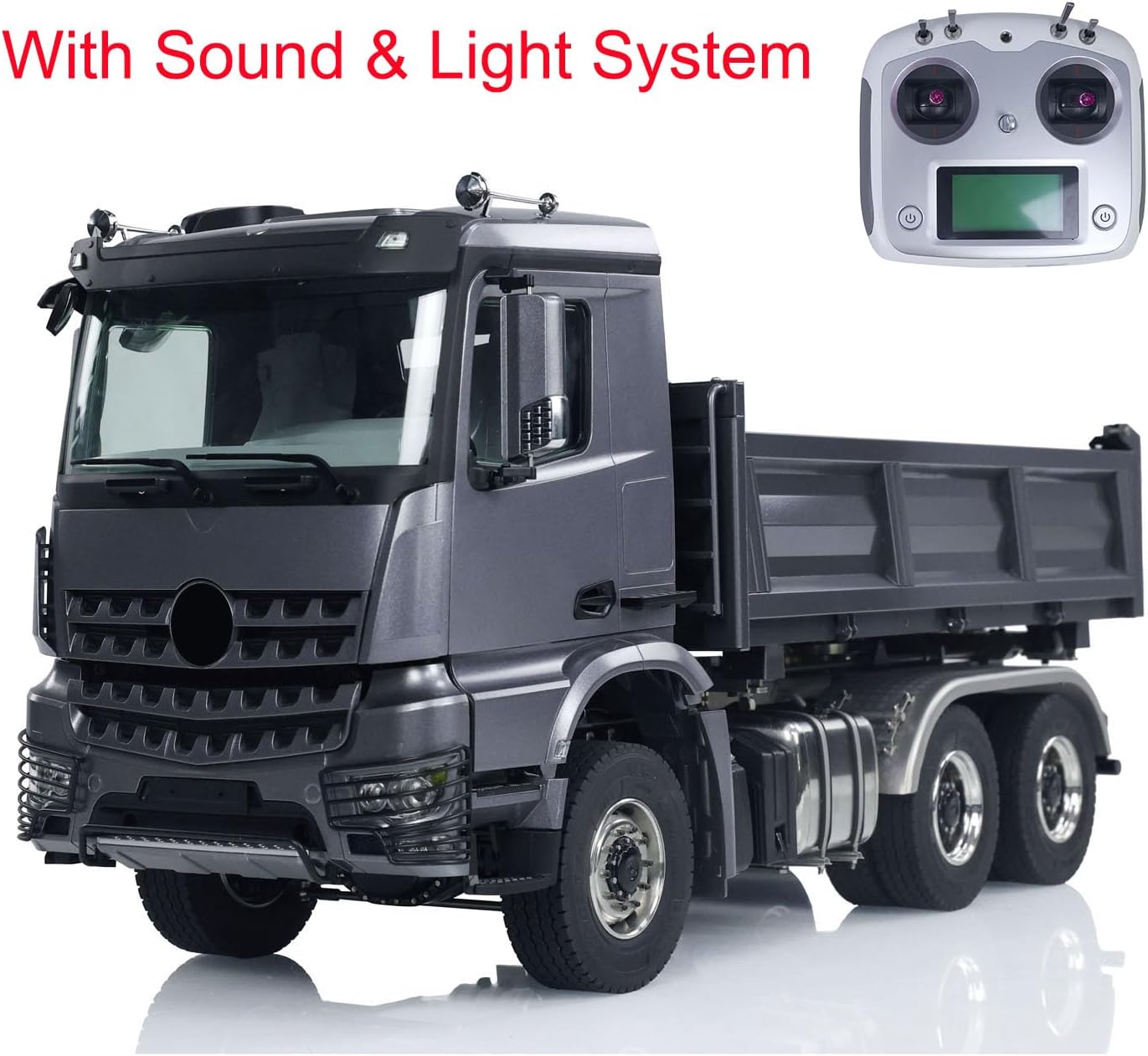 1/14 6X6 Hydraulic RC Dump Truck Metal Radio Control Tipper Car 3-Speed Gearbox Differential Lock Axles Motor Servo ESC