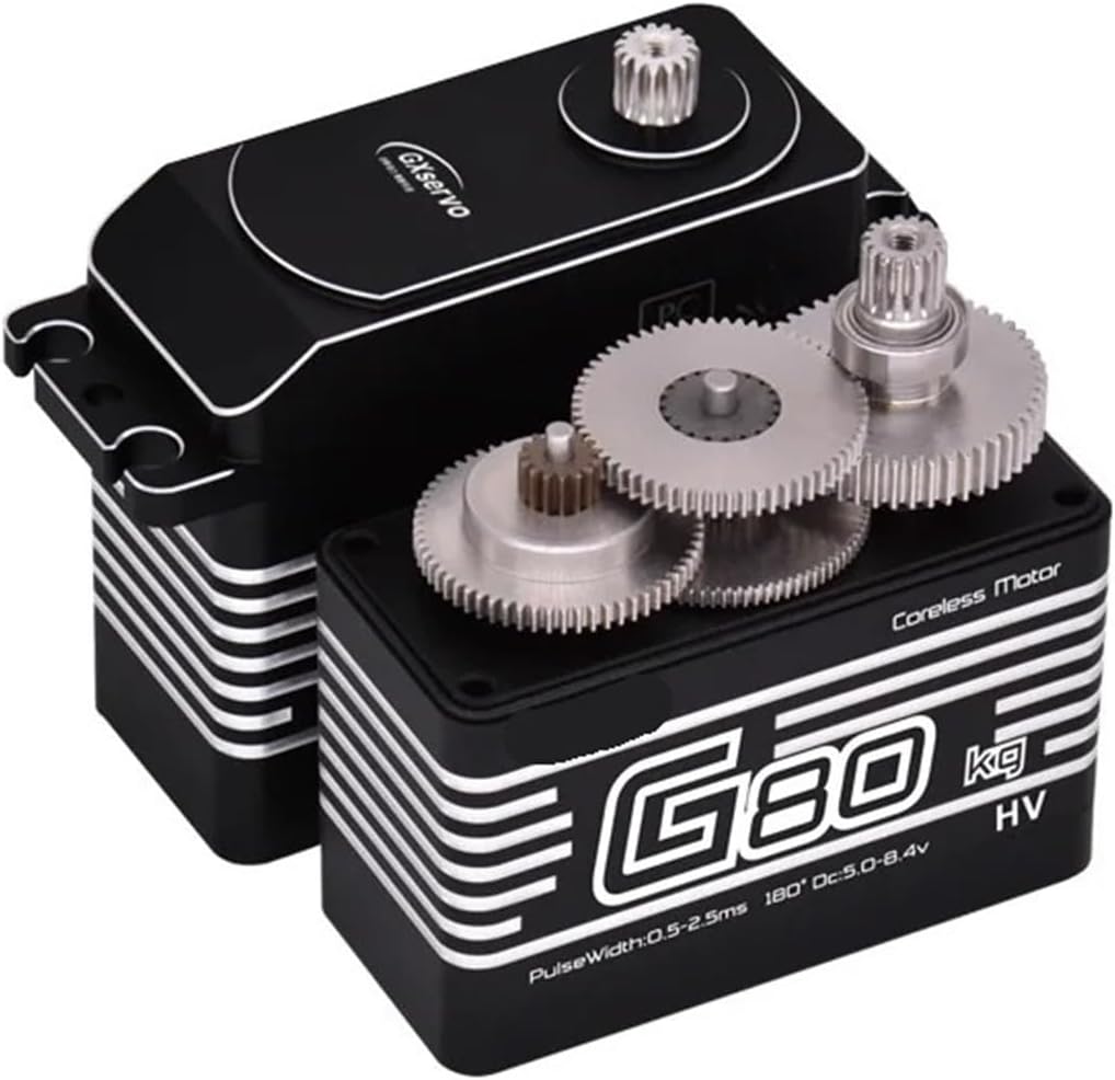 80KG High Torque High Pressure CNC Aluminum Shell Metal Gear Hollow Cup Waterproof 1/5 Scale Giant Servo Suitable for Large Models