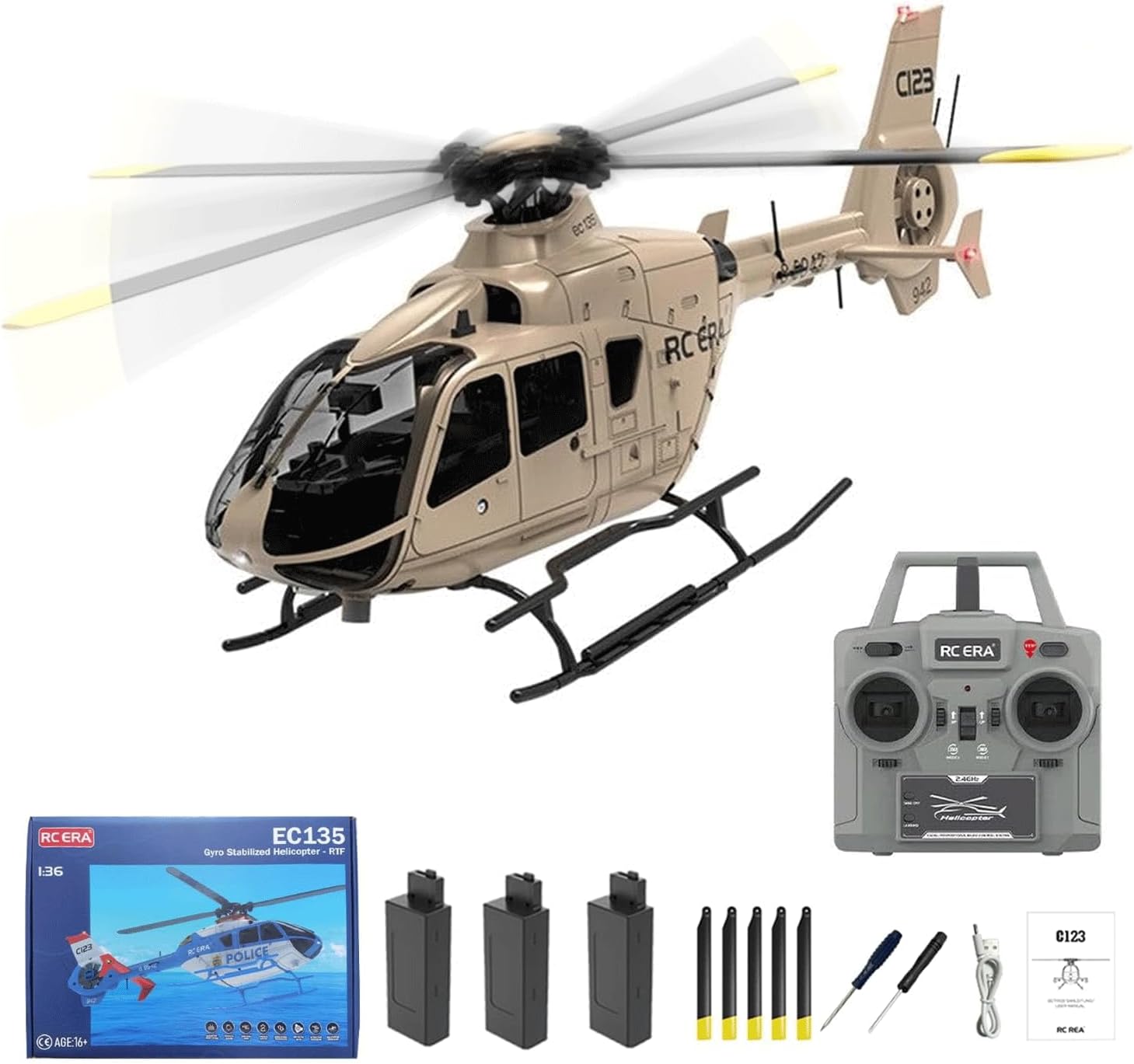 C123 RC Helicopter Model,1/36 2.4G 6CH 6G/3D 6-Axis Gyro Single-Rotor Remote Control Airplane Flying Military Aircraft with Optical Flow Positioning for Beginner Adults - RTF