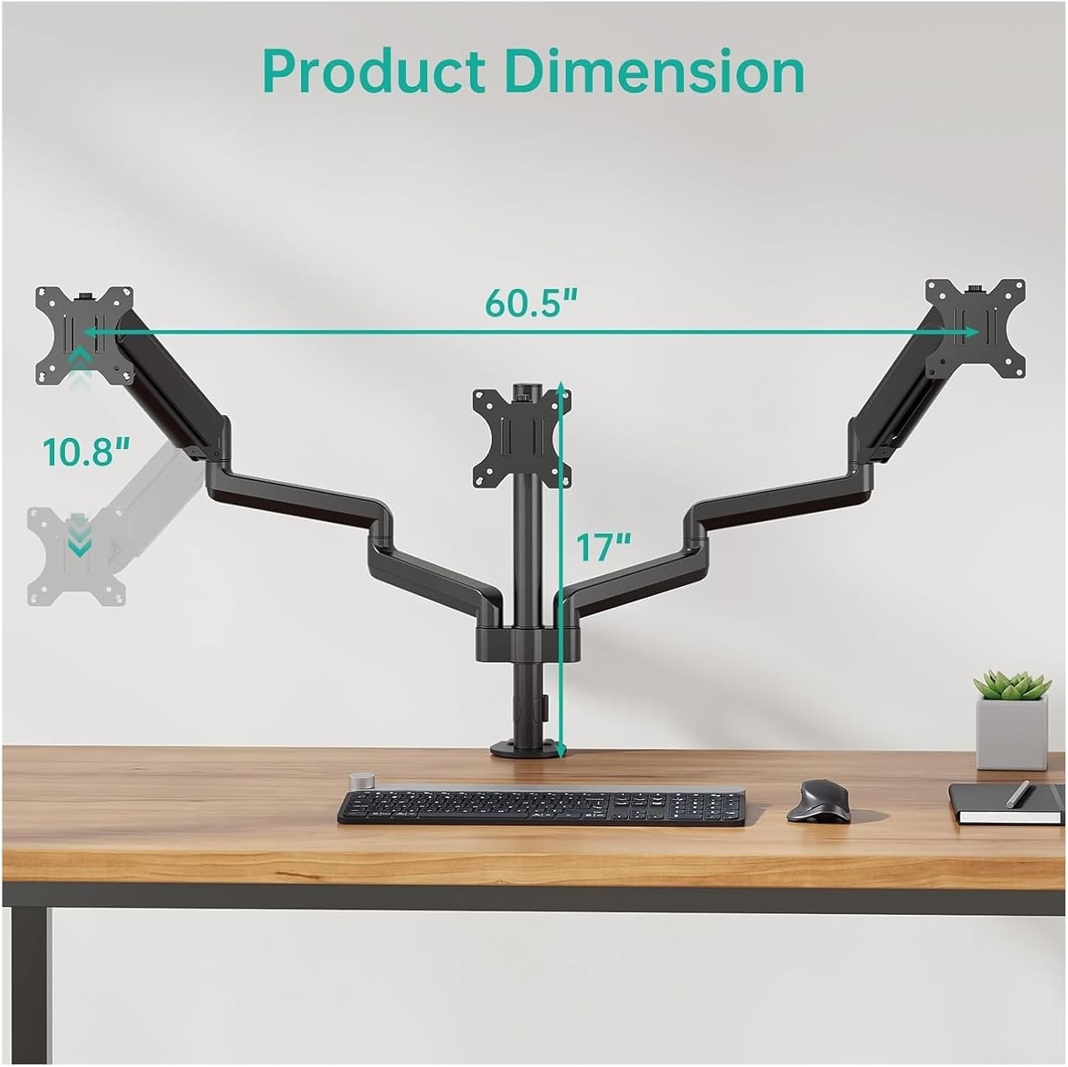 Monitor Three-Screen Stand Pneumatic arm Three-arm Computer Stand Screen Rotating Lifting Base with U Interface Suitable for Models 13-27 inches