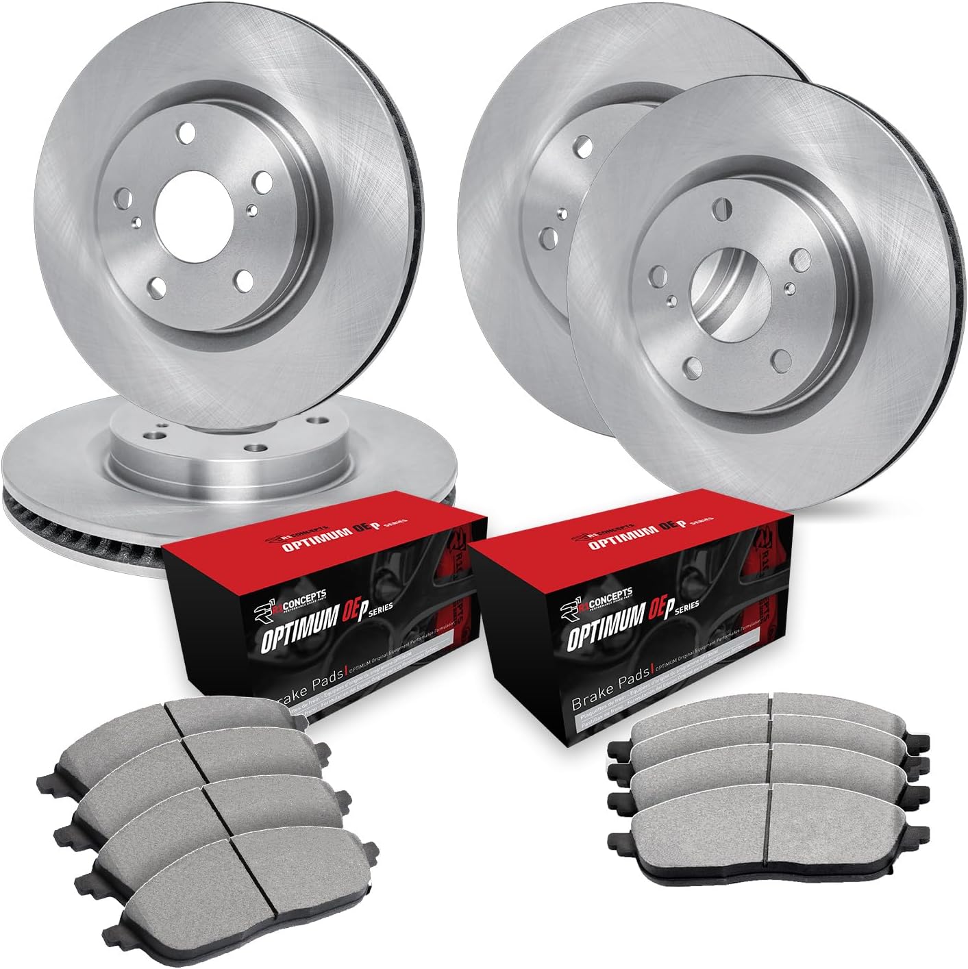 R1 Concepts Front and Rear Brake Kit For 2017-2020 Lexus GS; 2015-2022 Lexus RC F| Blank Brake Rotors| Optimum Oep Brake Pads and Rotors Kit
