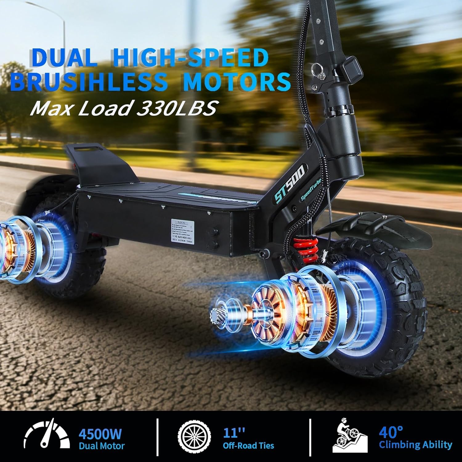 High-Performance Electric Scooter Adults, 9000W Dual Motor 65 MPH, 72V 38Ah Battery 11