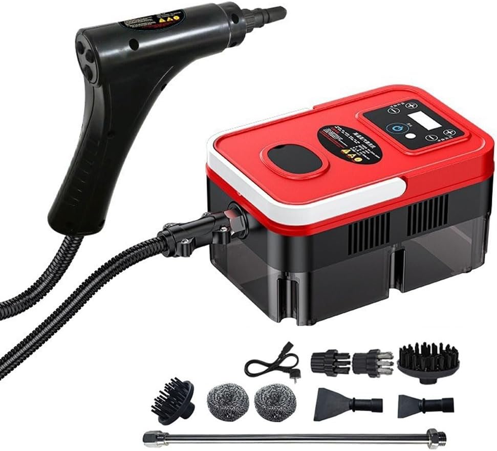 HGTRH Steam Cleaner for Home 1800W, Steam Cleaner Handheld with 1.2L Water Tank Split Design 6 Gear Adjustment for Windows Kitchen Floor Car Red