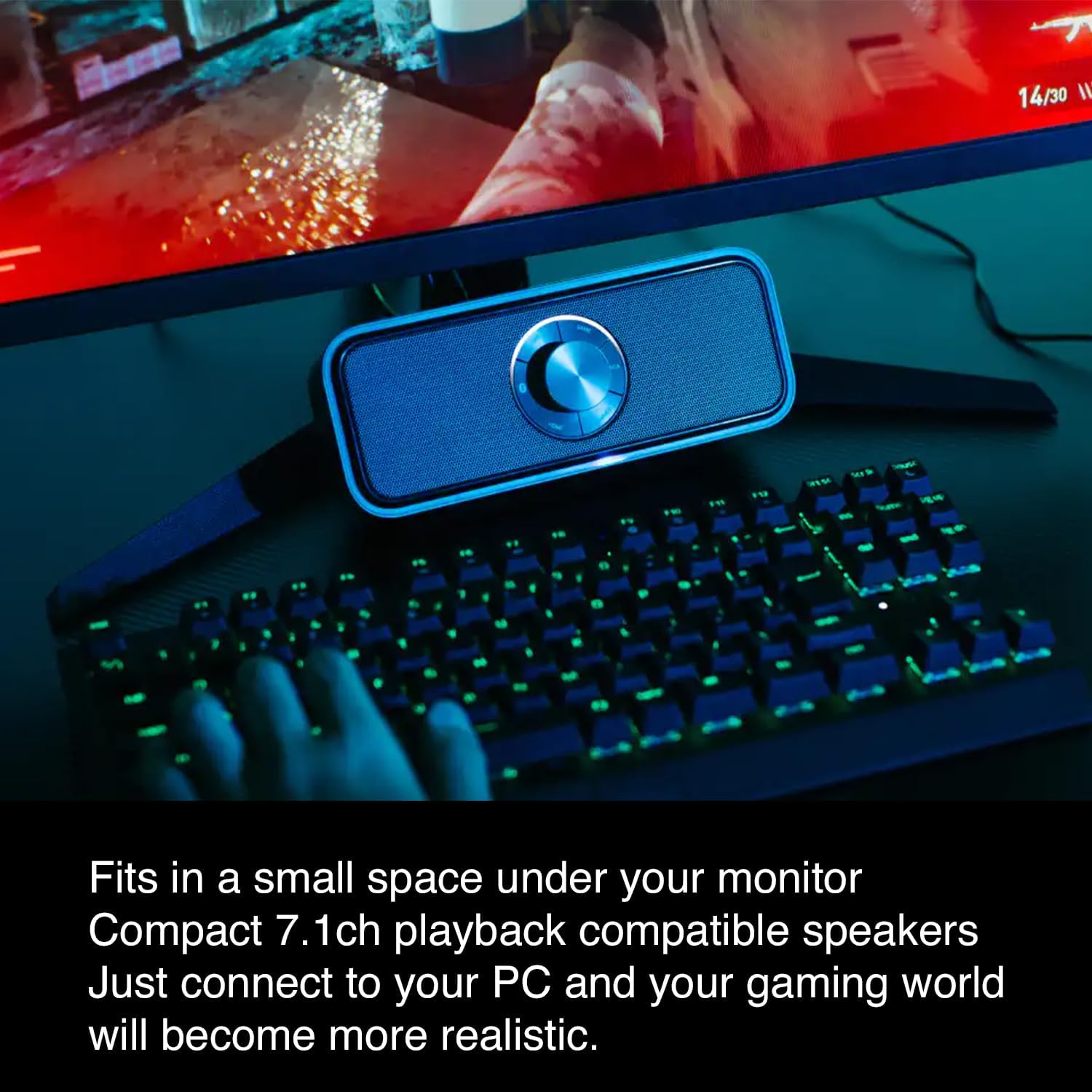 PIONEER Desktop Gaming Speaker,Sound TECTOR,Compact Front Speaker with LED Sound Sensing Meter,PC,PS5/PS4,Switch,USB Type-C, HDMI, Bluetooth,Speakers 5.1ch/7.1ch Surround, TQ-FG3000