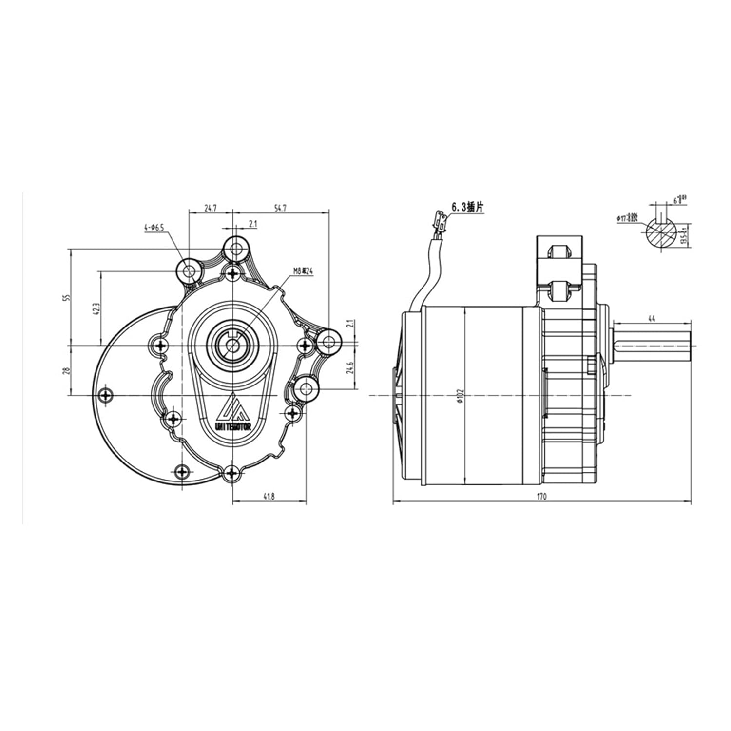 Brushed DC ar,Low Speed Brushed ar Motor For Electric Wheel, 250w 24v, 75rpm / 120rpm, 44mm Long 17mm Diameter For Beginnners DIY Use(75rpm)
