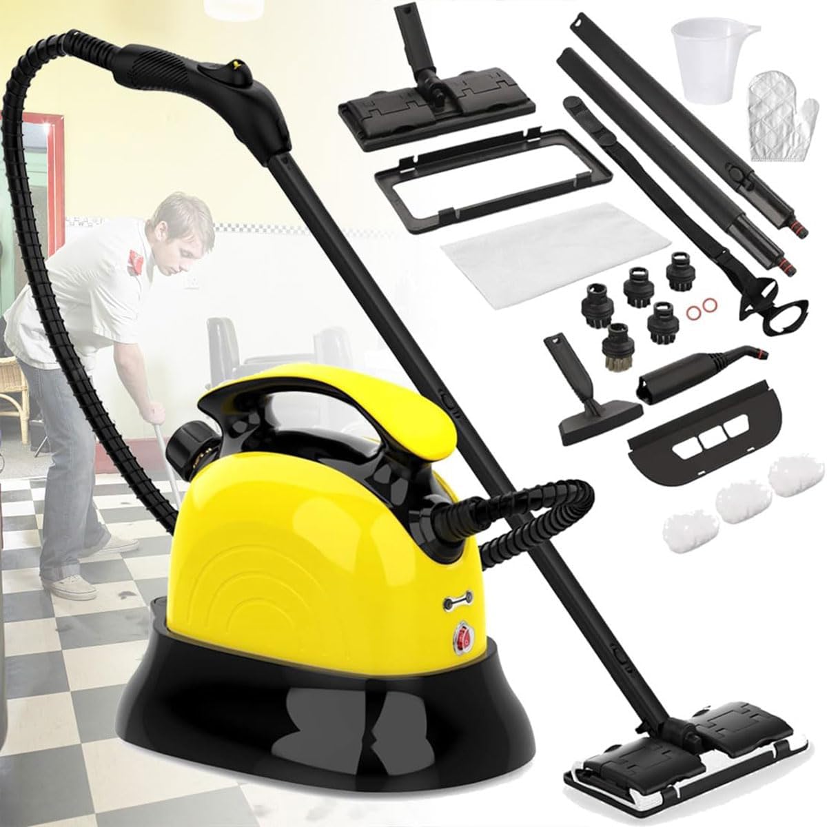 1500W Multipurpose Steam Cleaner for Car Seats, Upholstery, Sofa, Bathroom & Kitchen - Powerful High-Pressure Cleaning Machine for Deep Sanitizing & Stain Removal