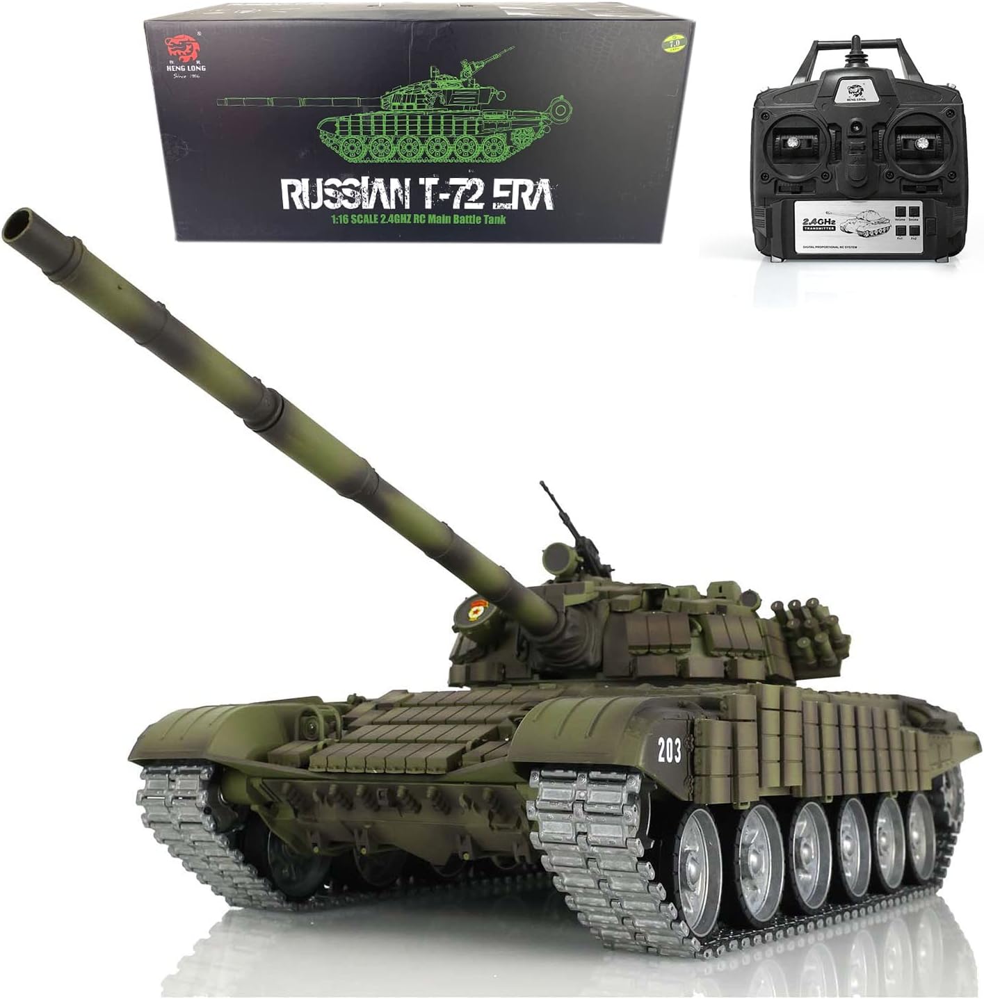 Toucan RC Hobby Henglong T72 RC Battle Tank 1/16 RTR 7.0 Mainboard 3939 Armor Metal Tracks Wheel