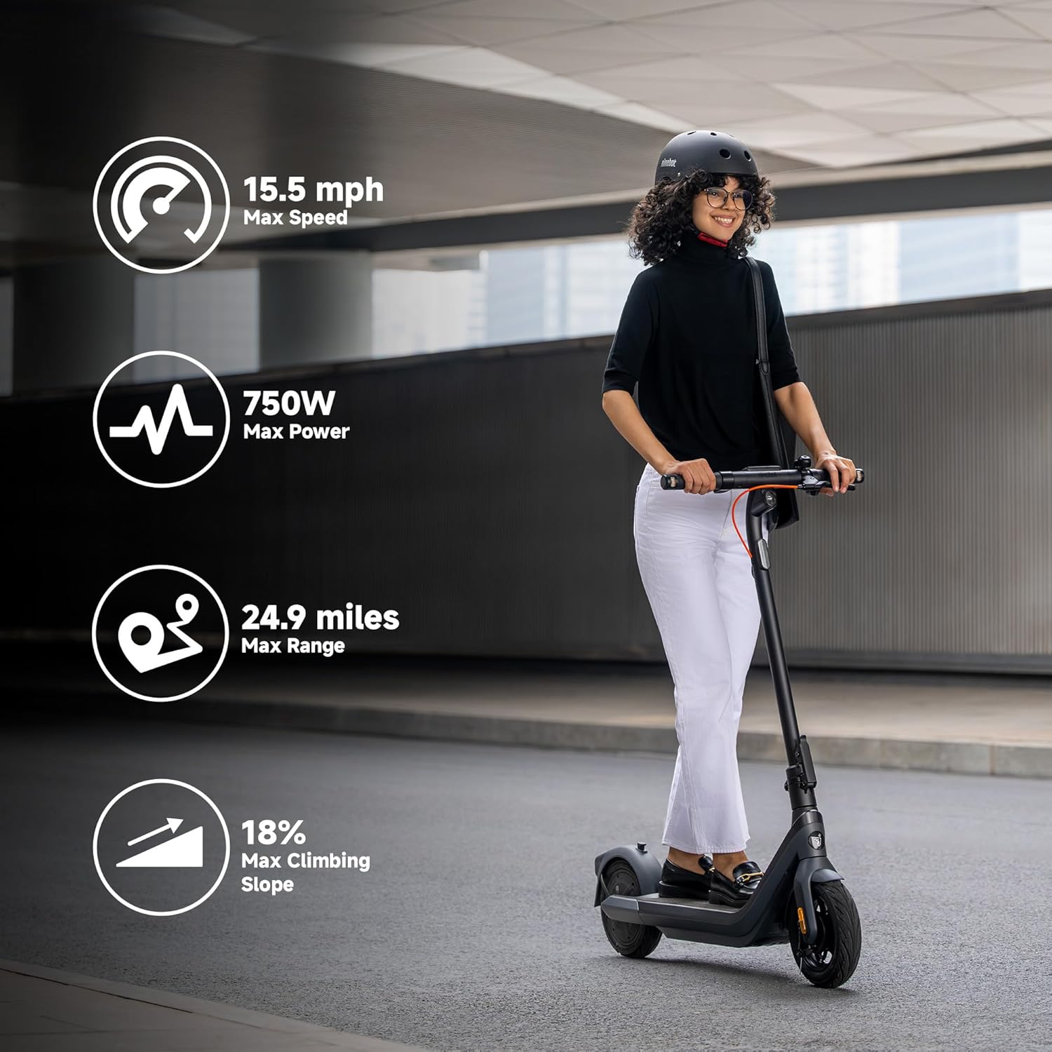 Segway Ninebot E2 Plus II/E2 Pro/E3 Pro Electric Scooter, 15.5–20 MPH, Long Range, Dual Elastomer Suspension (E3 Pro only), Foldable Adult Scooter, UL 2272 & 2271 Certified