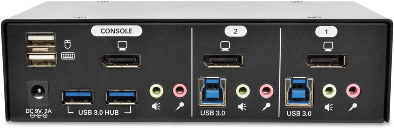 Tripp Lite 2-Port DisplayPort KVM Switch with Audio, Cables & USB 3.0 Hub (B004-DPUA2-K)