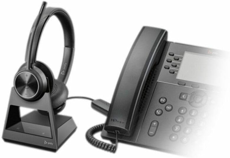 HP Poly Savi 7300 Office 7320 Headset - Stereo - Wireless - DECT 6.0-590 ft - 20 Hz to 20 kHz - Over-The-Head - Binaural - Ear-Cup - Noise Cancelling Microphone
