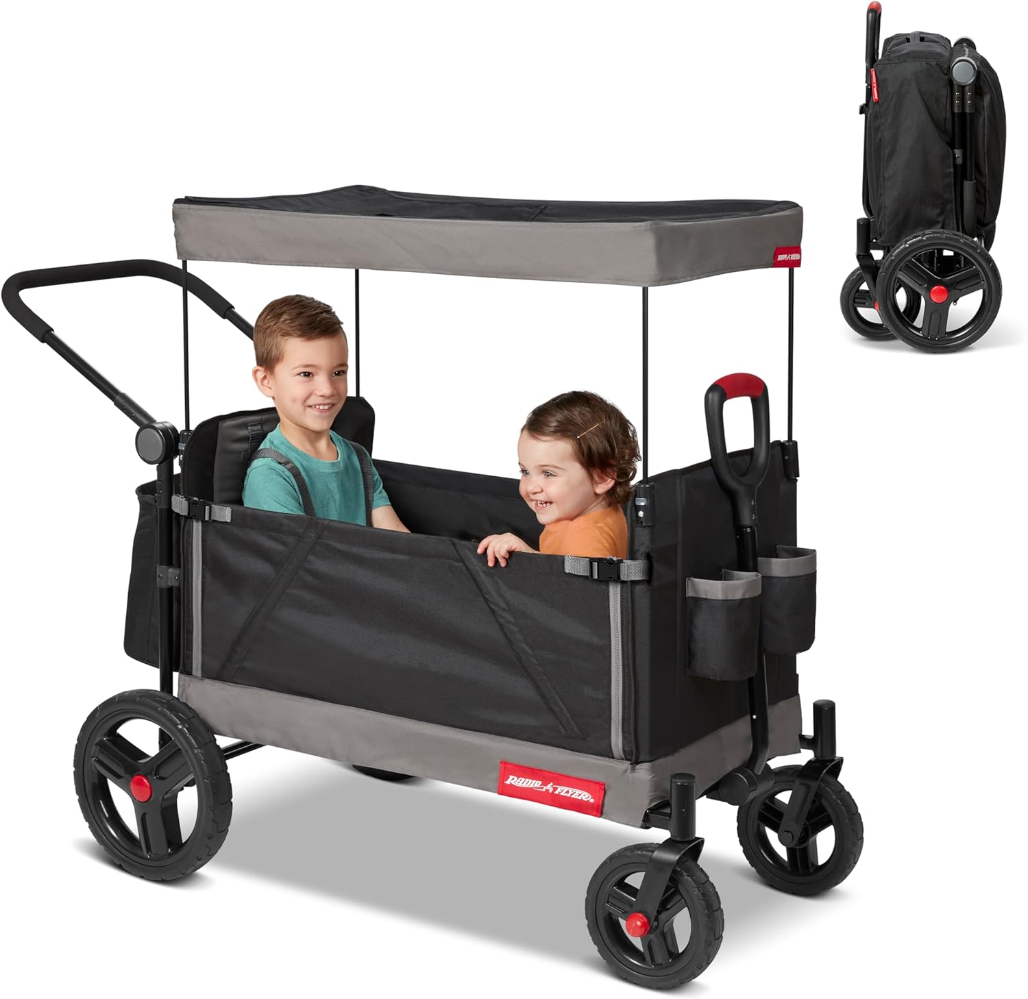 Radio Flyer Wagon for Kids, Baby Stroller, Outside Toys for Toddlers 1-3, Rolling Cart, Beach Cart with Wheels, Trav'ler Stroller Wagon with Protective Cover, for Ages 1+ Years