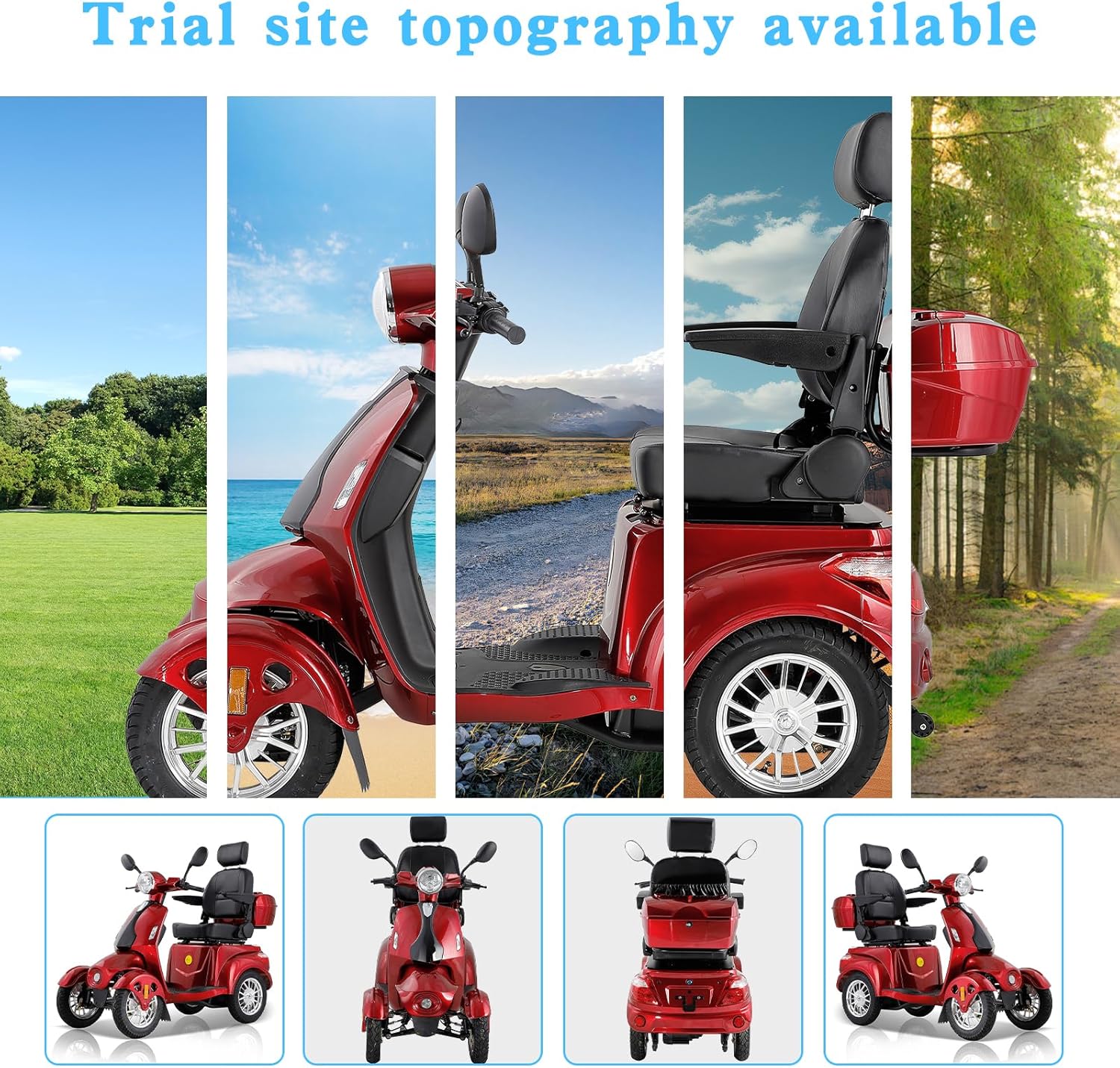 Mobility Scooters for Seniors,Heavy-Duty 4 Wheel Mobility Scooters for Travel,500LBS Capacity 800W All Terrain Handicap Scooters for Adults (Red1-afd)