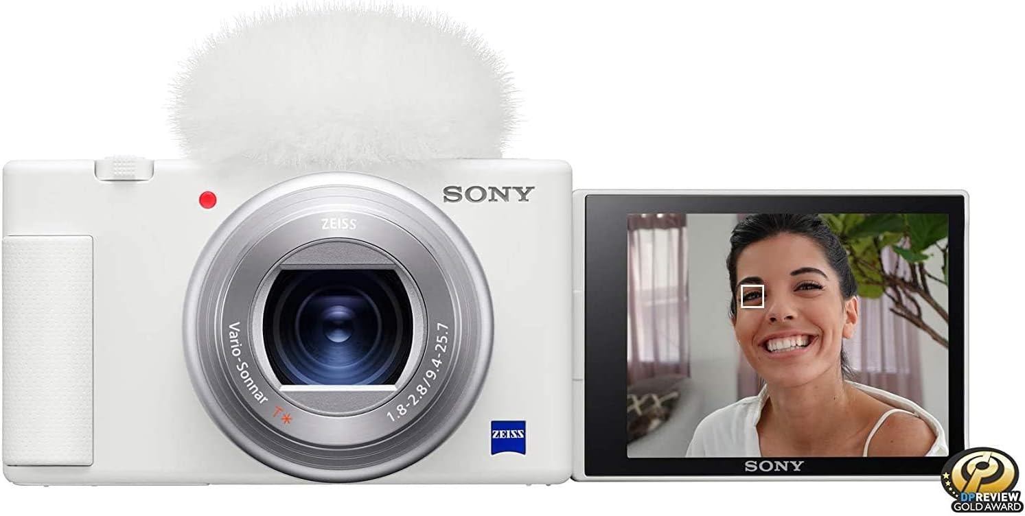 Sony ZV-1 Digital Camera (White) Bundle with 128GB SDXC Card and Advanced Accessories