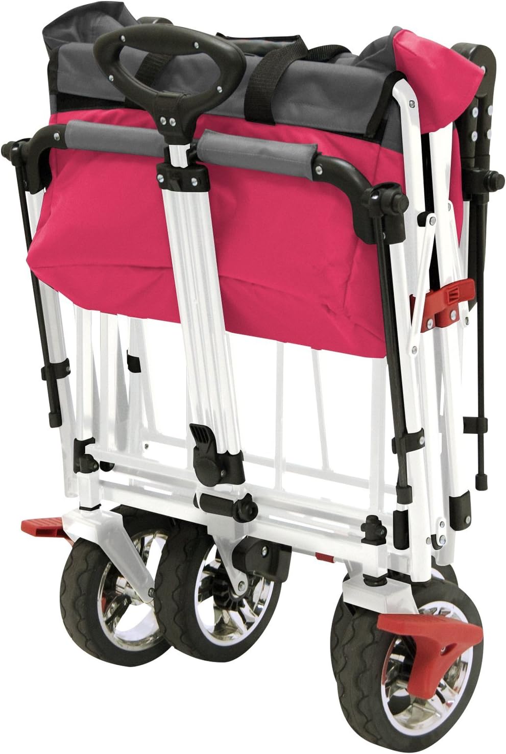 Folding Wagon for Kids, Beach, Foldable Canopy with Sun/Rain Shade (Hot Pink)