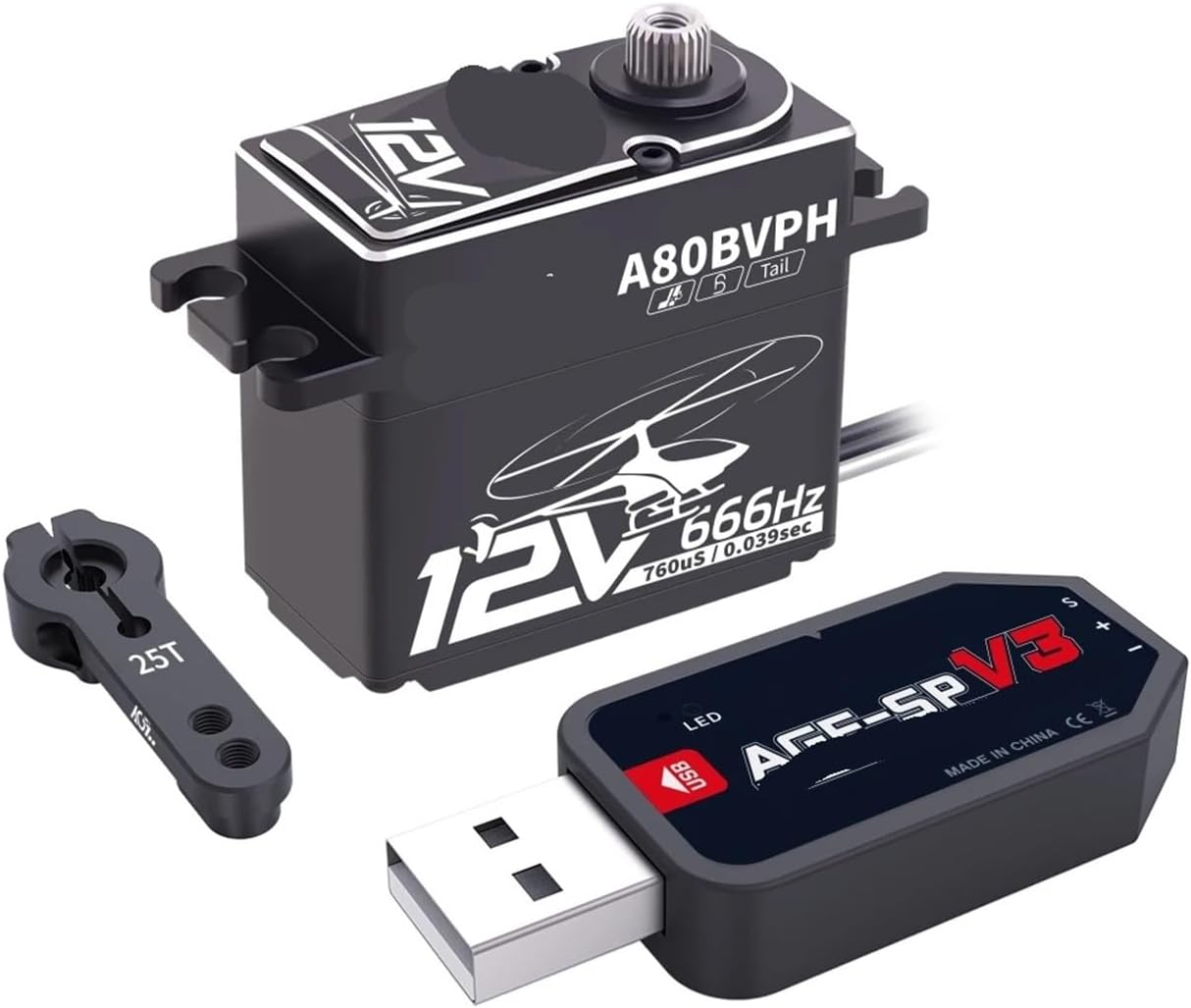 A80BVPH Tail Servo 20KG 666Hz 0.039S High Speed ​​12V High Voltage Brushless Digital(A80BVPH Tail set3)