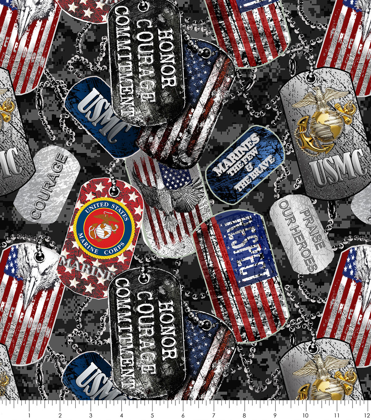 Military Cotton Fabric Marines Dog Tags