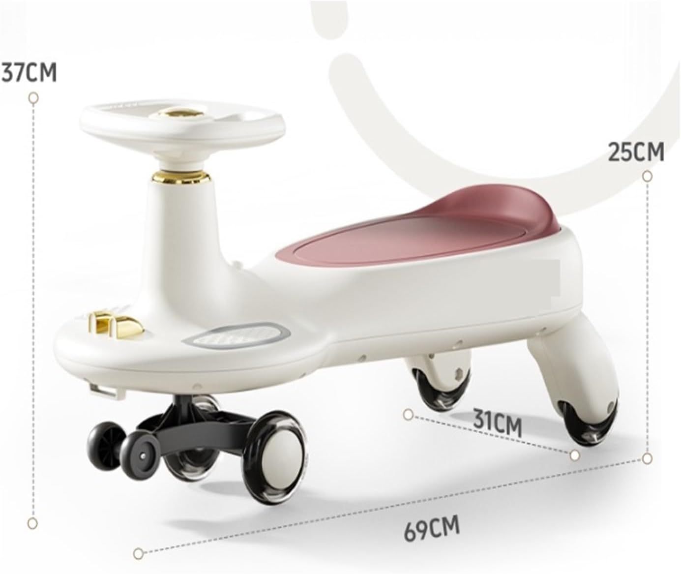 Swing Car Ride On Toys for Kids Flashing Wheels Lights Music, Gift for Boys & Girls Aged 3 Years Old and up(Gold)