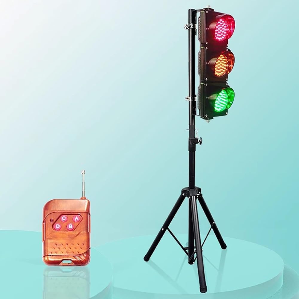 LED Traffic Stop Light with Stand & Remote Control | Outdoor Waterproof | for Children's Education & Temporary Construction Sites