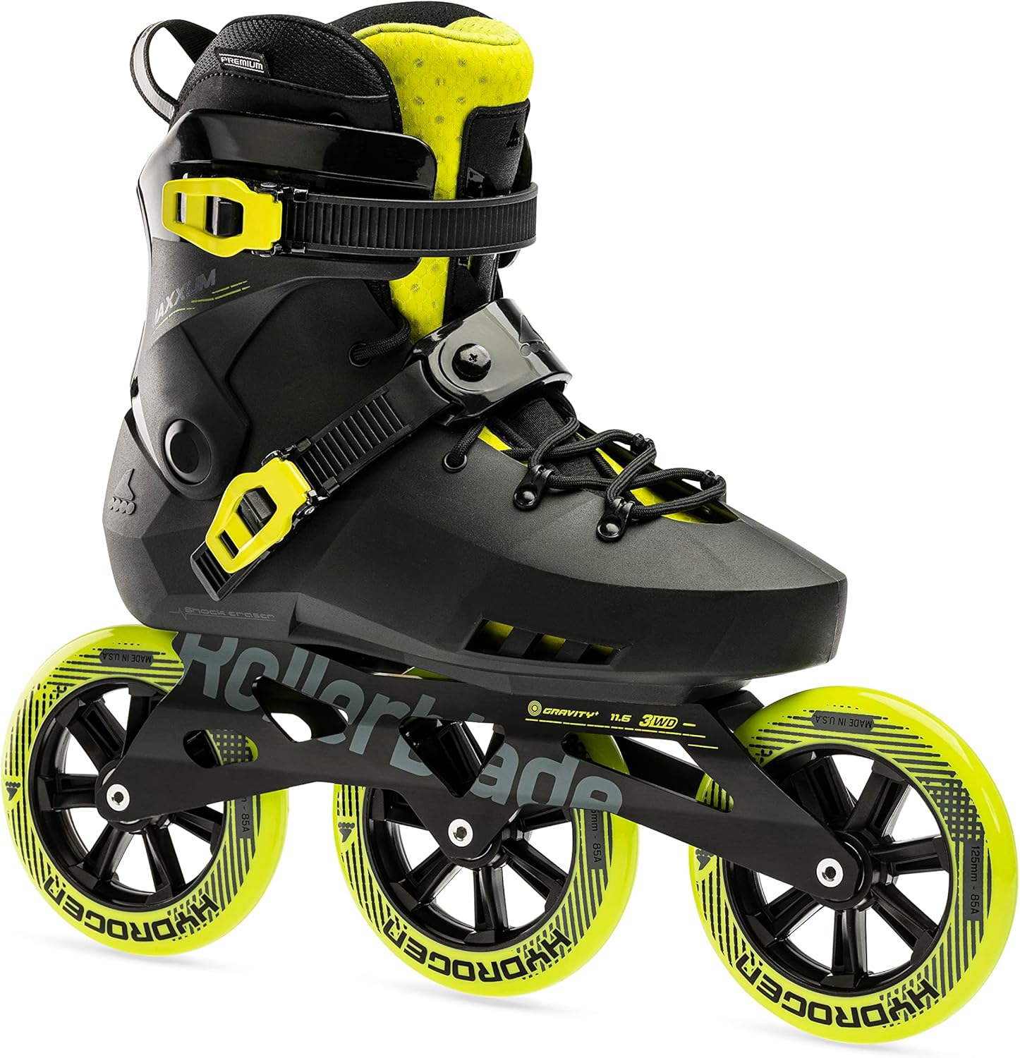 Rollerblade Maxxum 125 Unisex Adult Urban Inline Skate, Black and Lime, Performance Inline Skates
